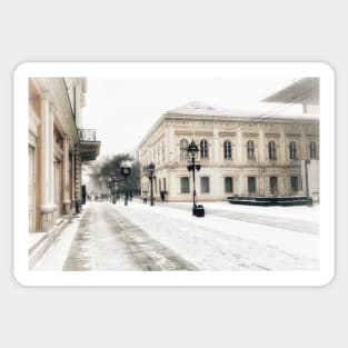 Vintage city winter in Belgrade Sticker